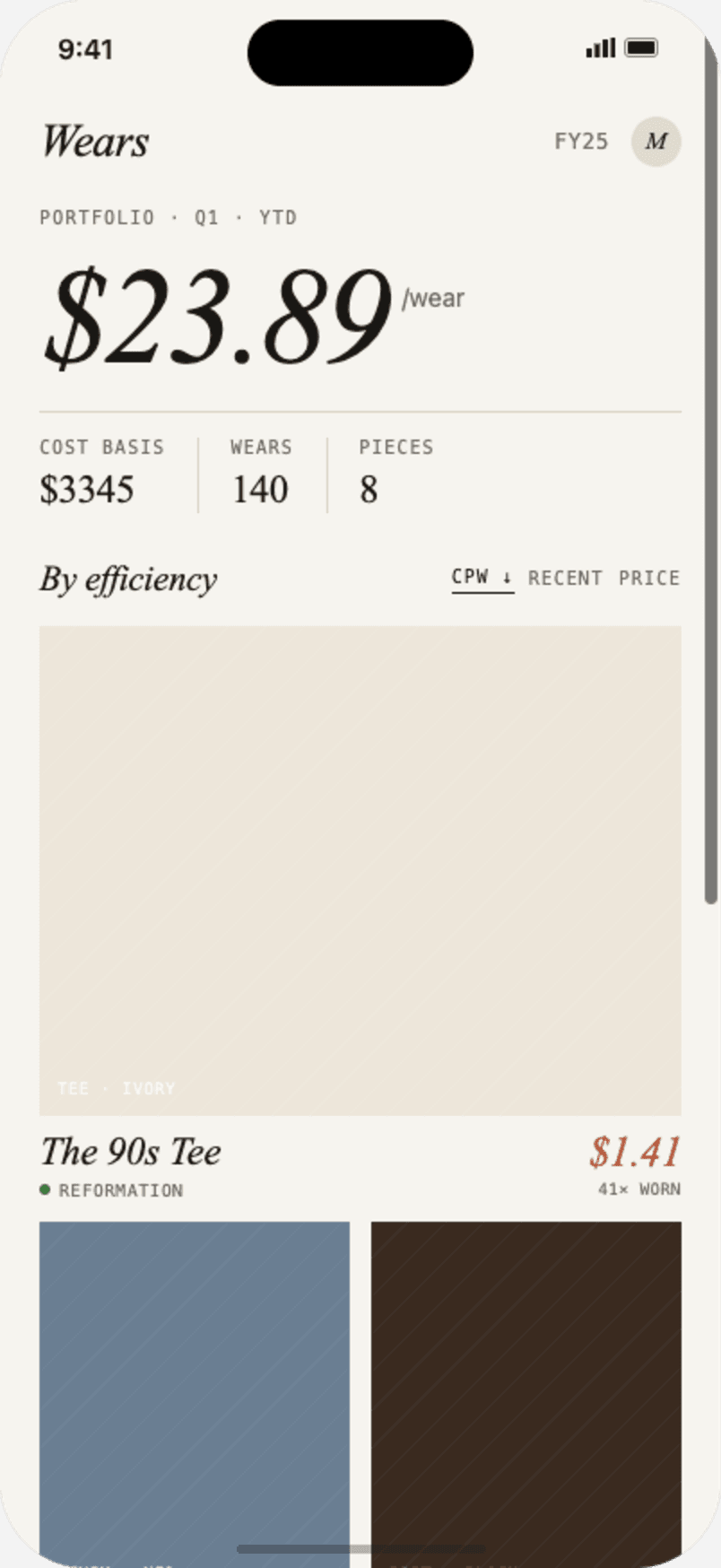 Editorial closet dashboard