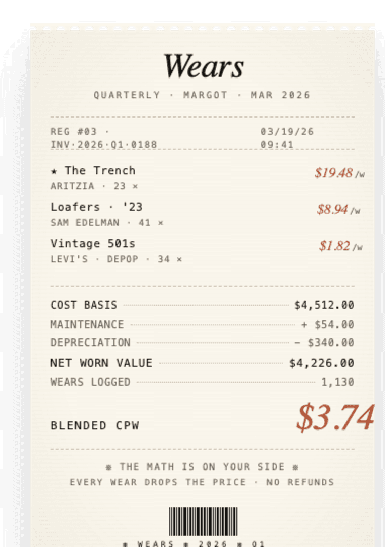 Sample quarterly statement printed as a paper receipt